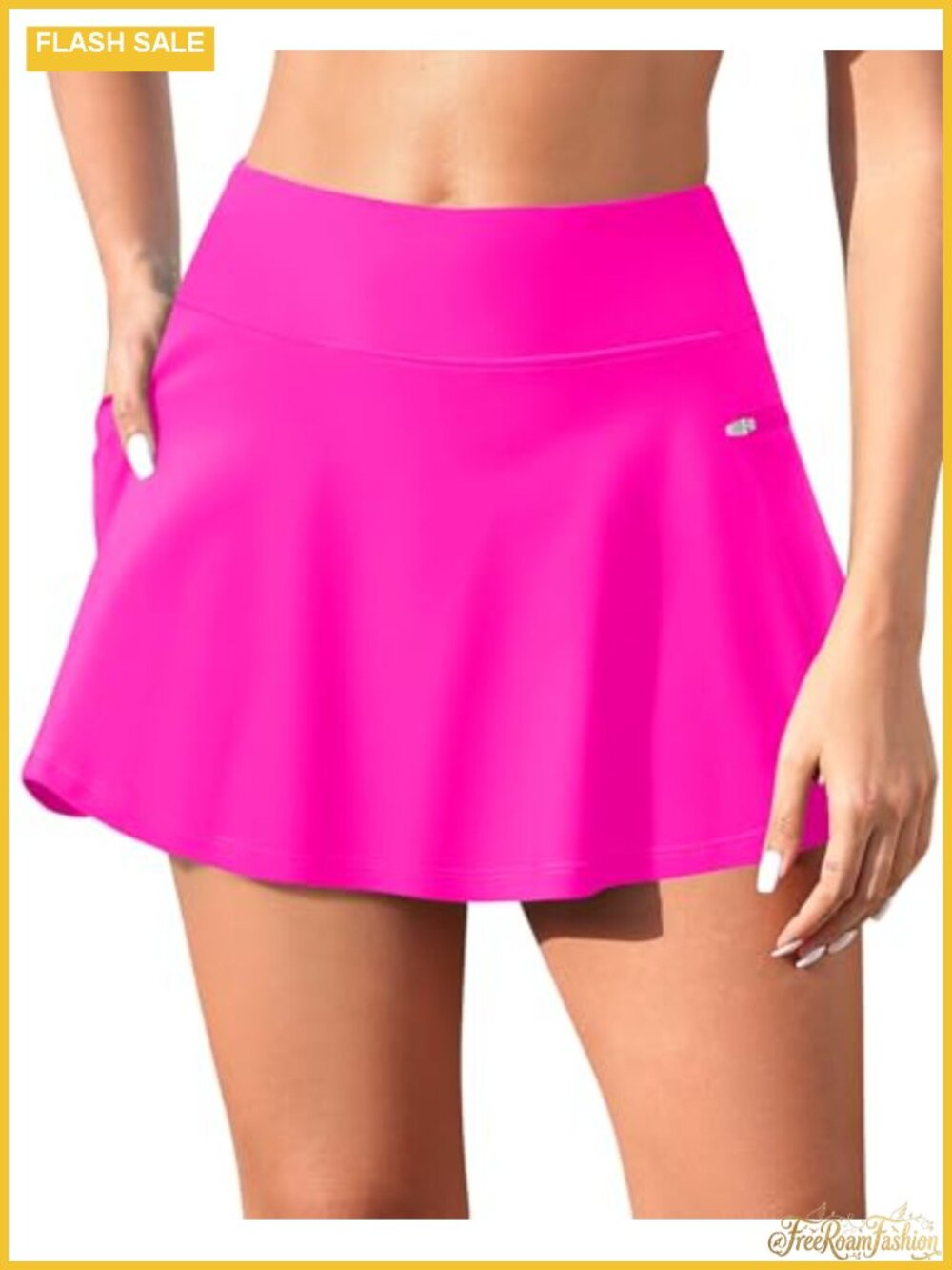 High Waisted Tummy Control Swim Skirt with Zipper Pockets Built-in Shorts